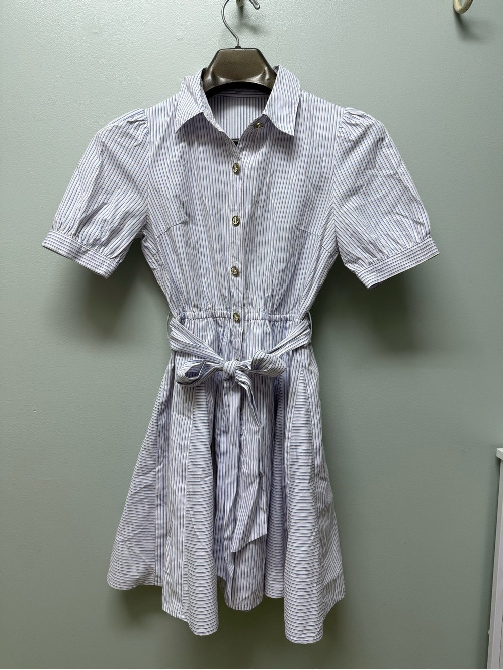 Secret Honey by Honey bunch pinstripe shirt dress Anchor buttons size 8